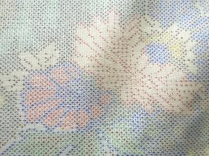 アンティーク　菊模様織出し本場白大島紬着物（5マルキ）